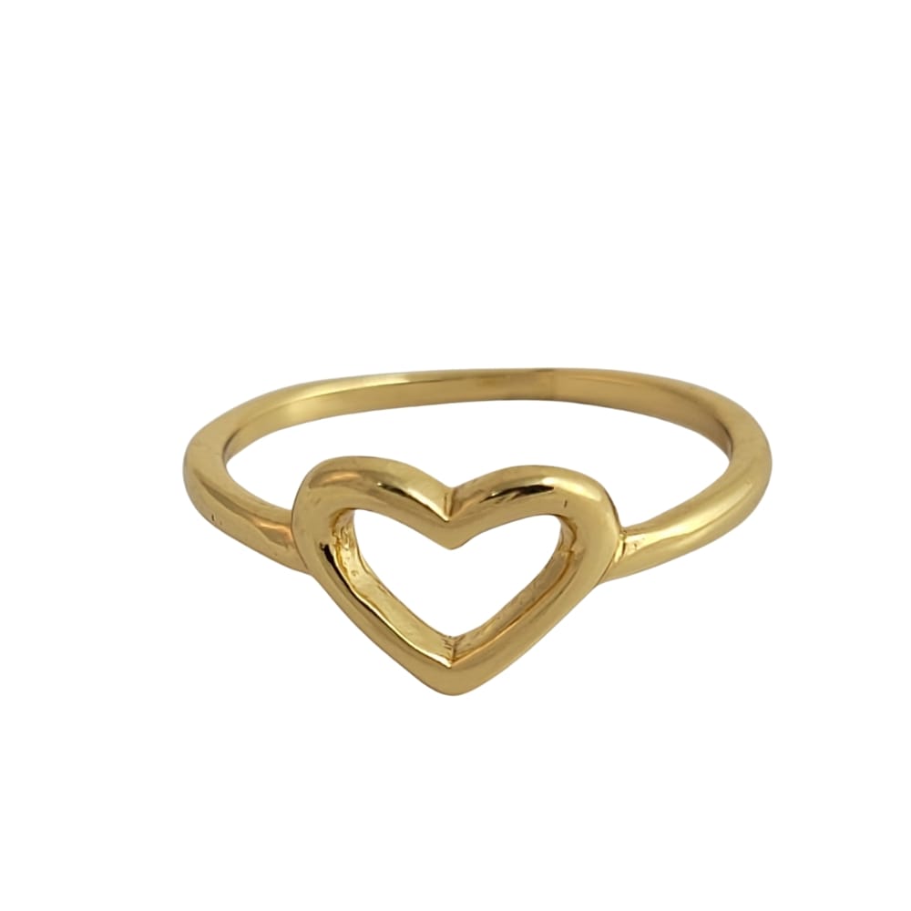 Anel  de fio coração vazado banho ouro 18k