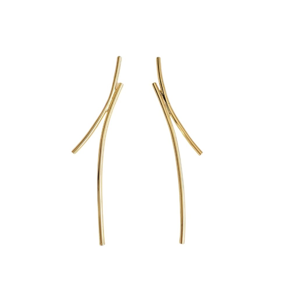 Brinco bailarina 1 grande prata 950 banho ouro 18k