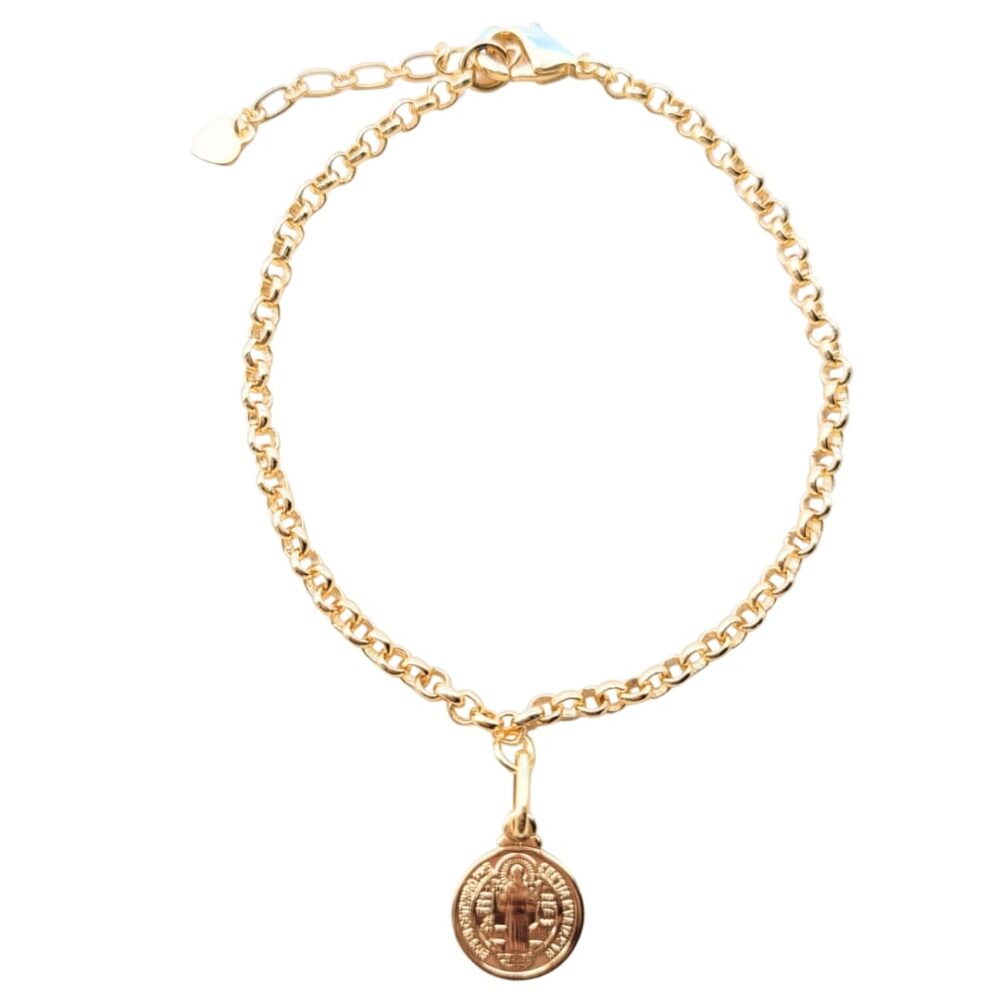 Pulseira com pingente São Bento P banho ouro 18k