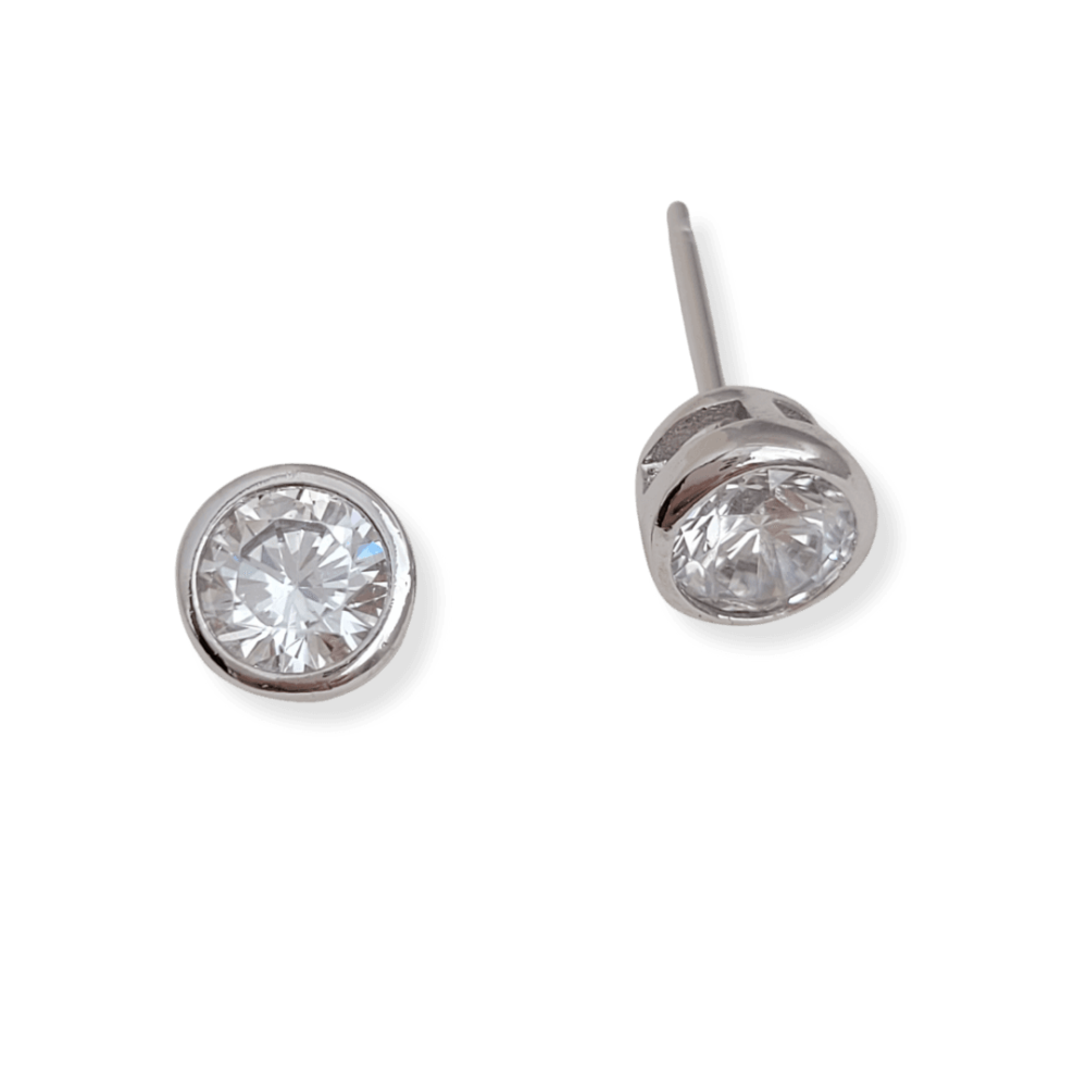 Brinco ponto de luz cravação inglesa zircônia cristal 5mm banho ródio