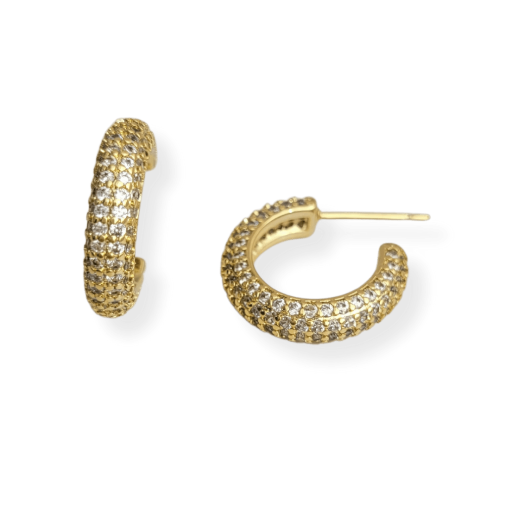 Brinco Argolinha Cravejada Micro Zircônias Banho Ouro 18k