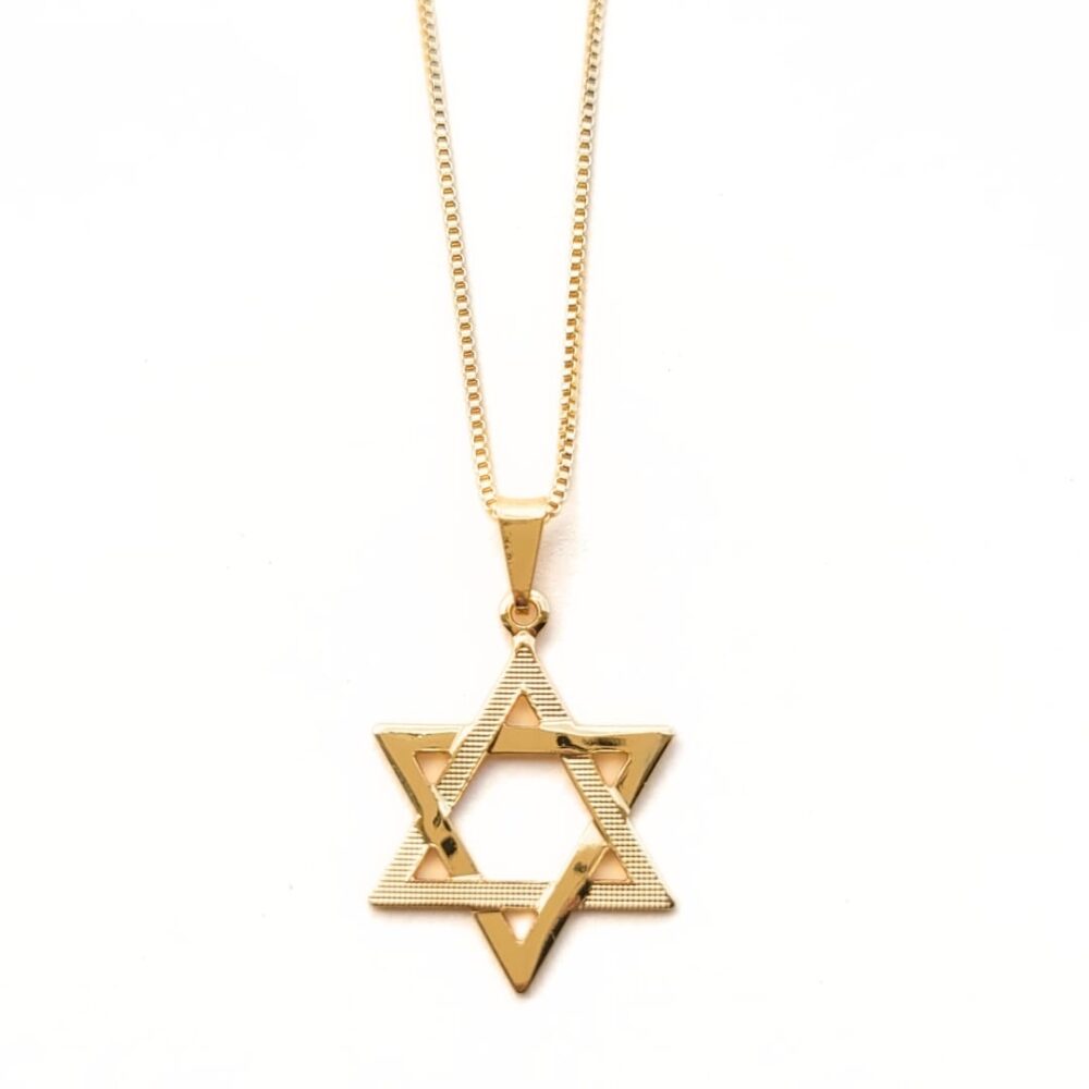 Colar Estrela de Davi banho ouro 18k