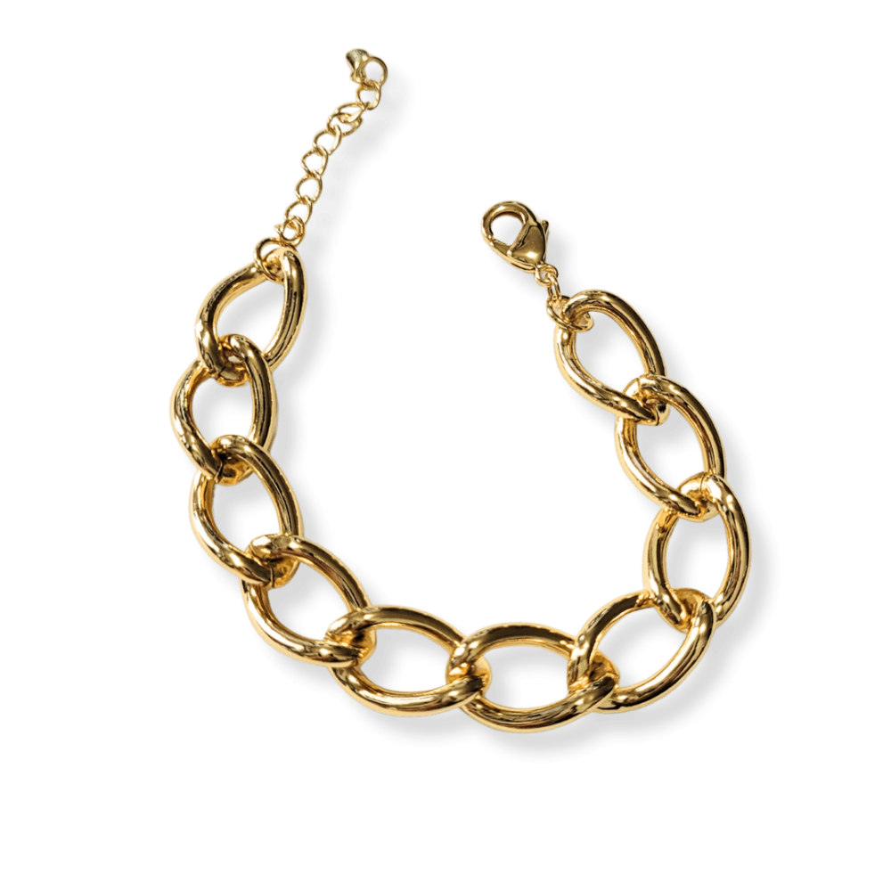 Pulseira corrente elos torcidos 13mm banho ouro 18k