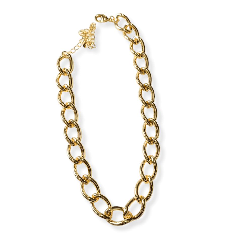 Colar choker corrente elos torcidos 13mm banho ouro 18k