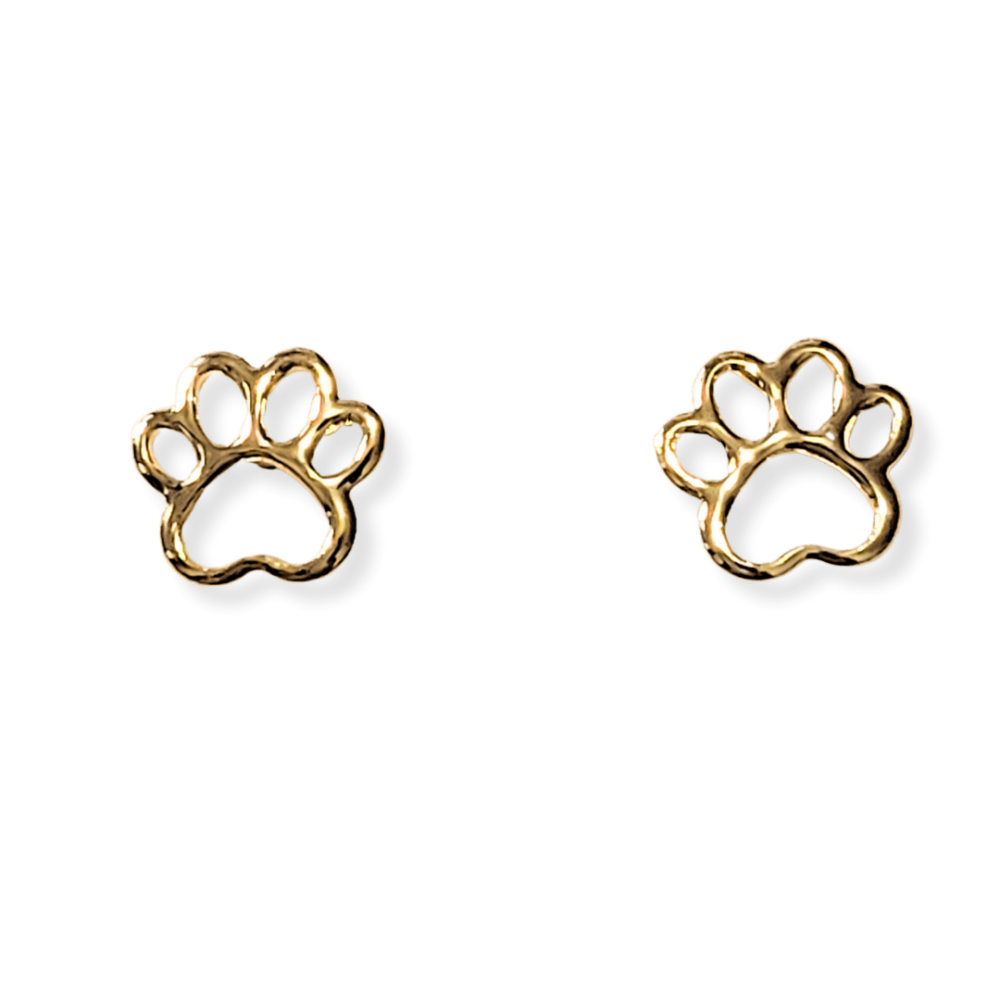 Brinco patinhas banho ouro 18k