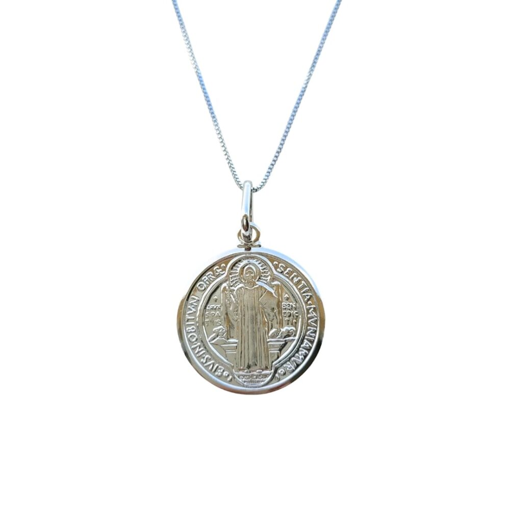 Colar São Bento G banho ródio