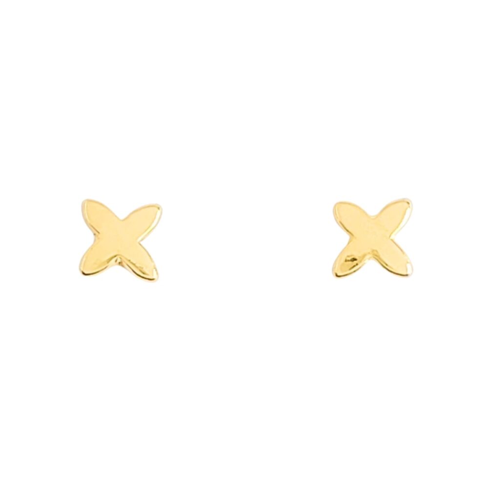 Brinco mini cruzeta banho ouro 18k