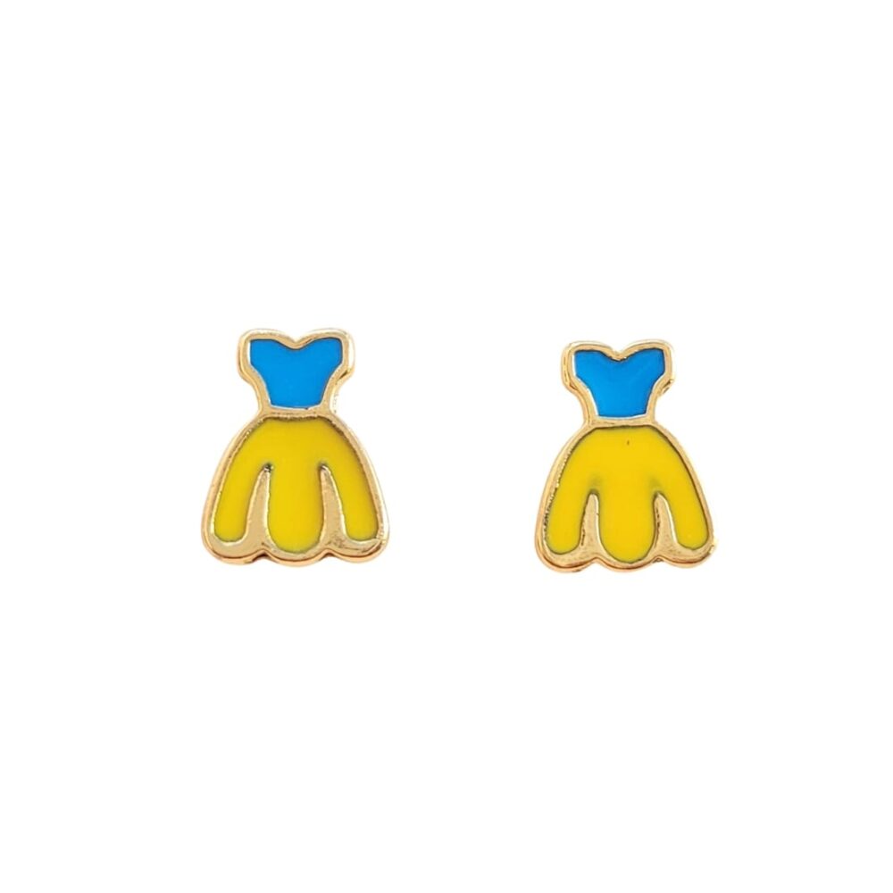 Brinco infantil esmaltado banho ouro 18k