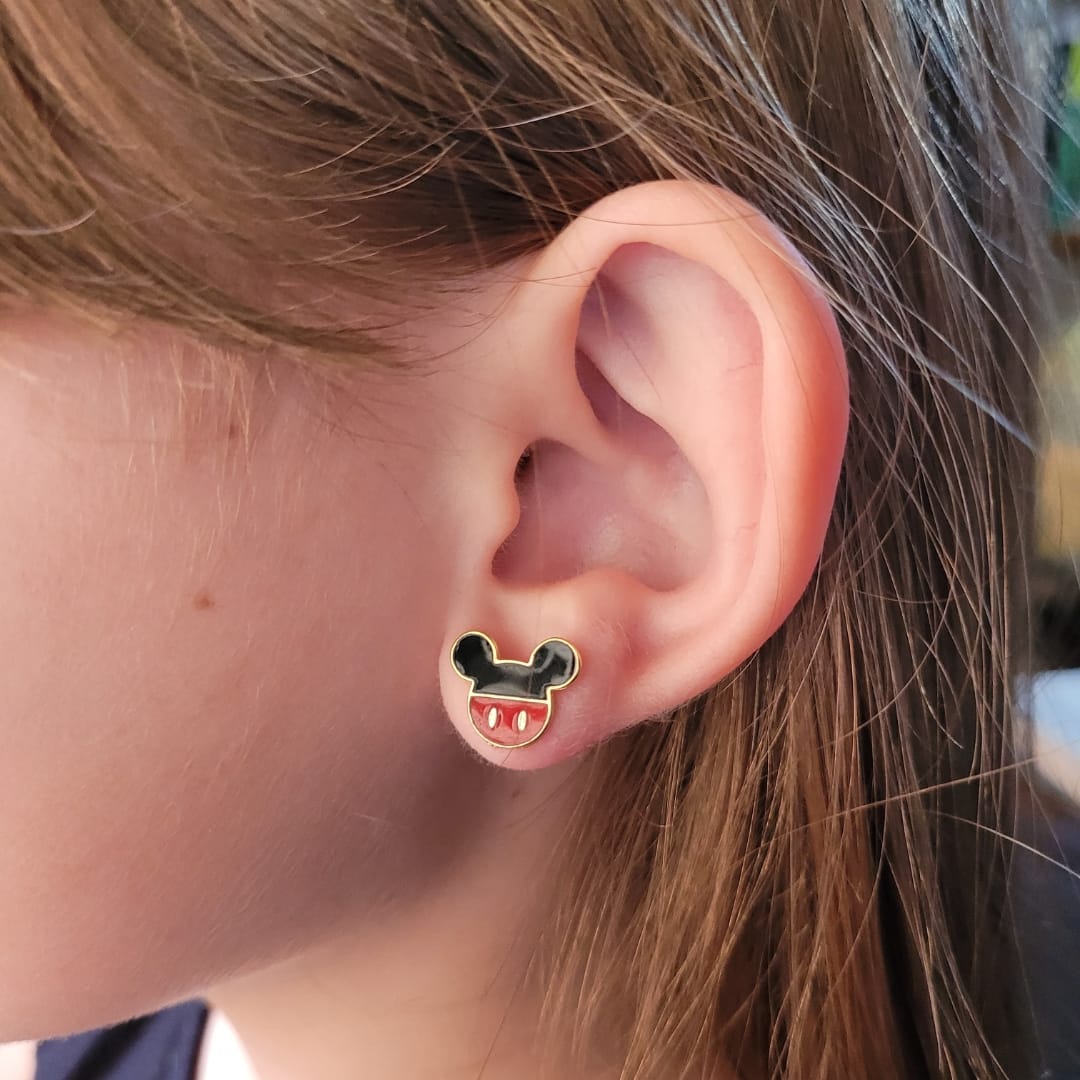 Brinco infantil esmaltado banho ouro 18k - Imagem 2