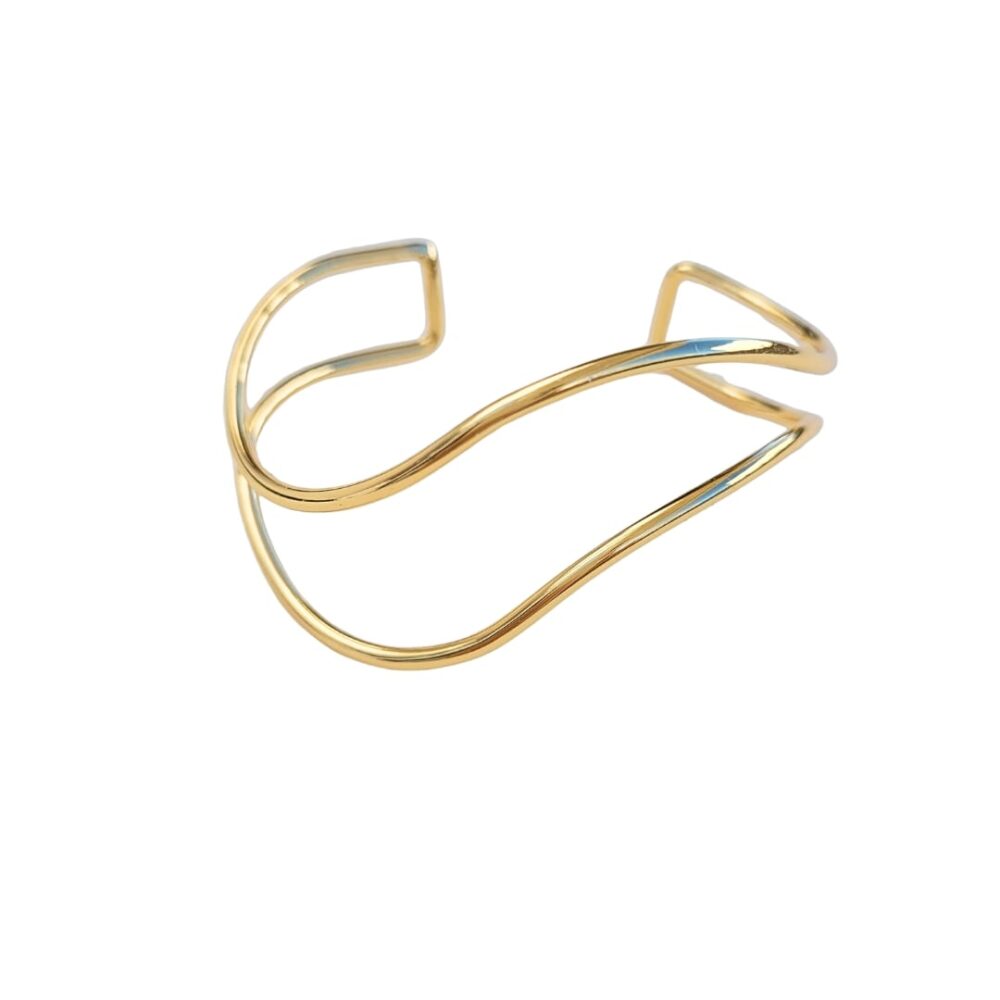 Pulseira bracelete duas ondas banho ouro 18k