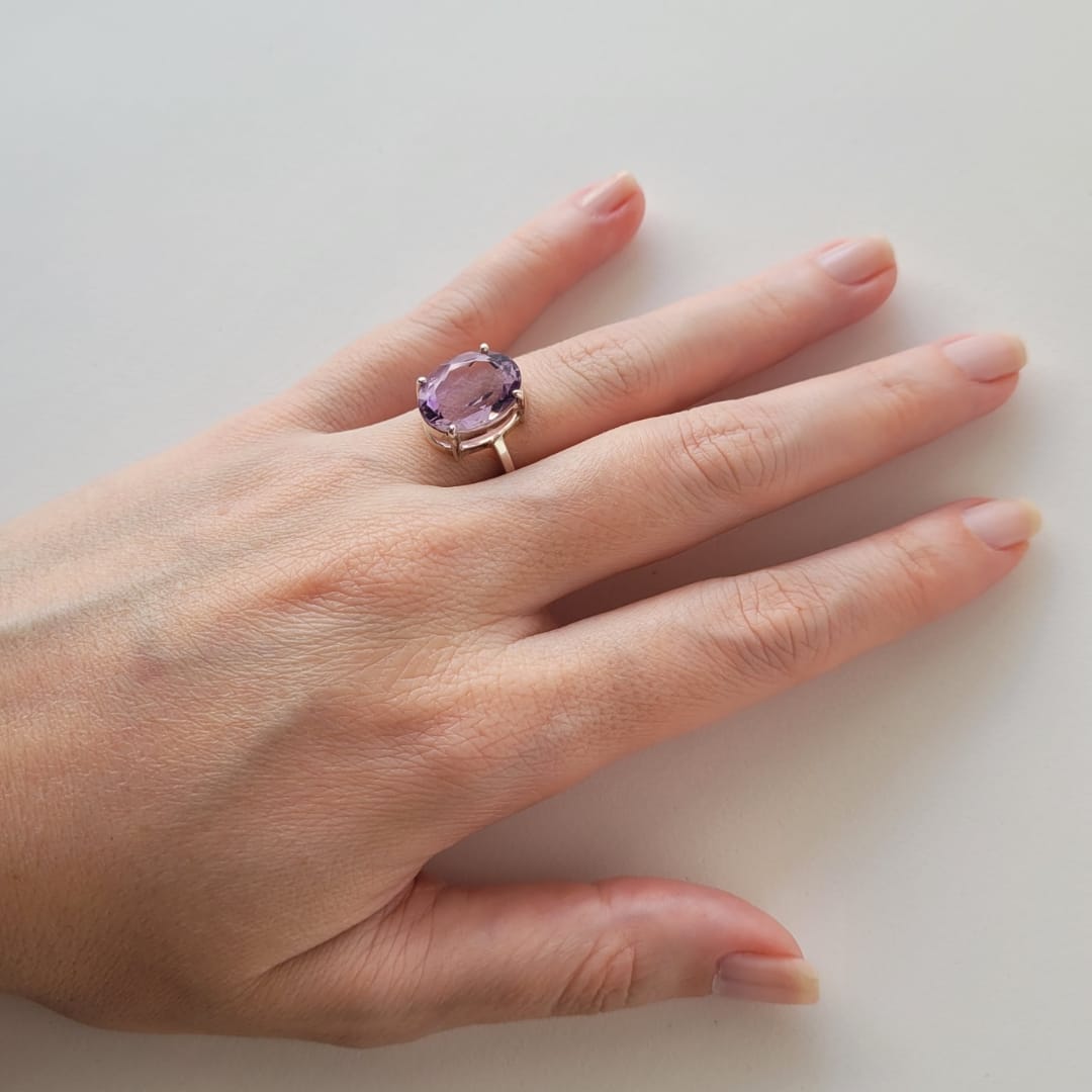 Anel Liana prata 950 zircônia cor ametista - Imagem 4