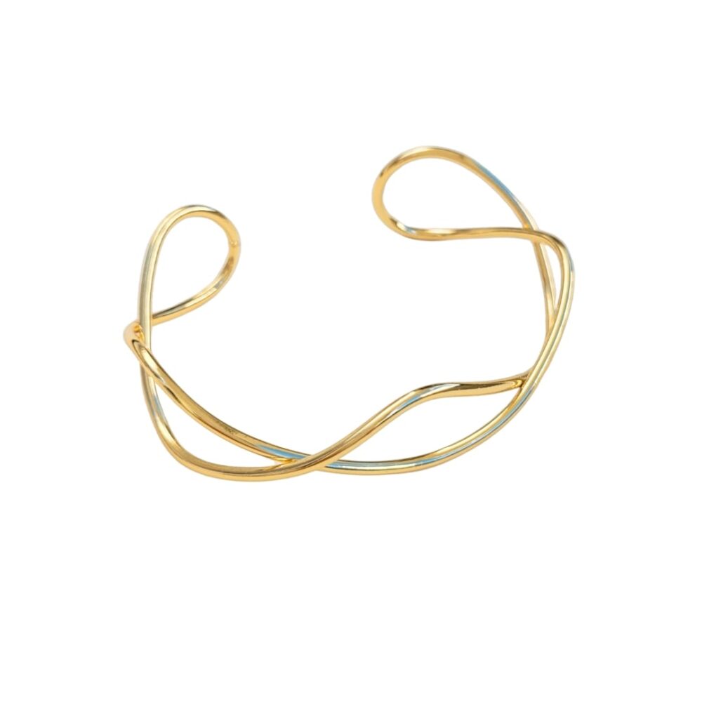 Pulseira bracelete ondas cruzadas banho ouro 18k