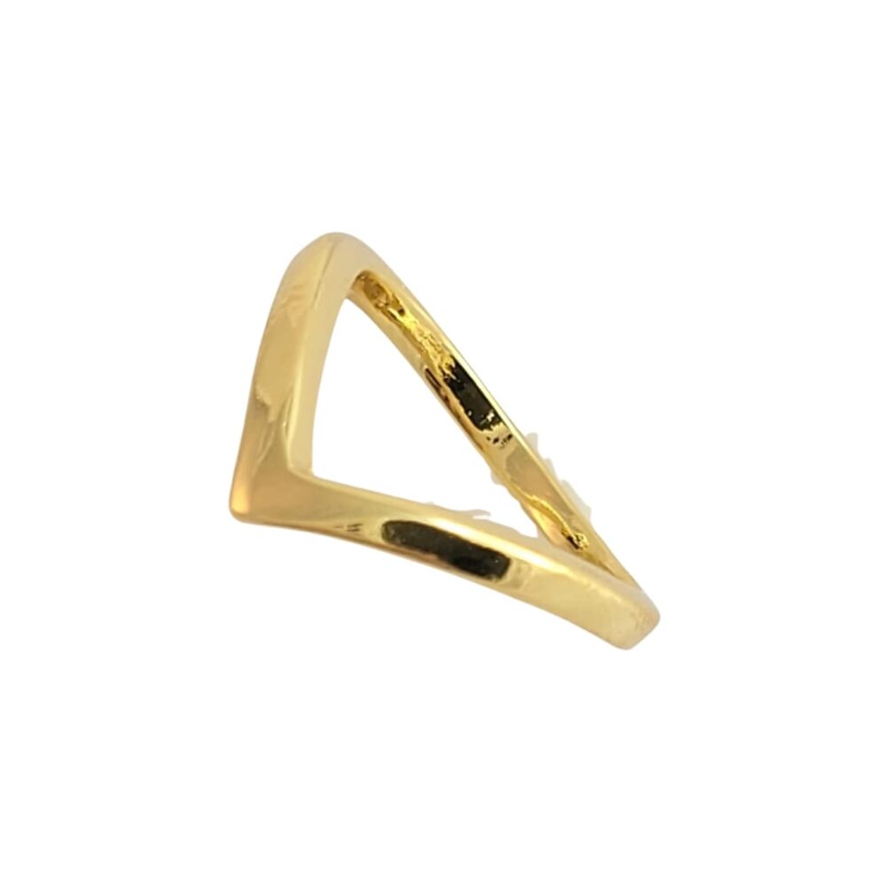 Anel V banho ouro 18k