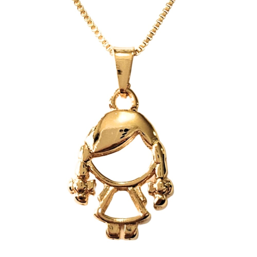 Colar menina de franja banho ouro 18k