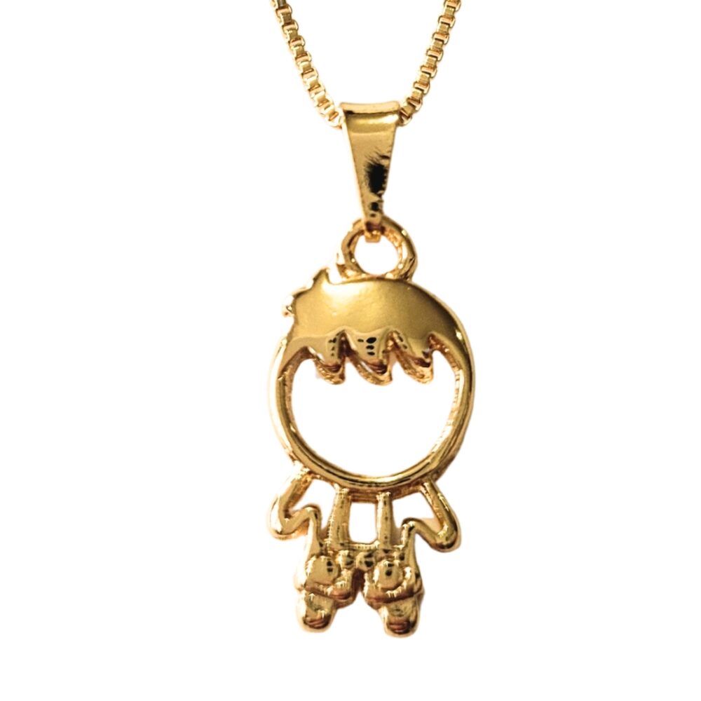 Colar pingente menino de franja banho ouro 18k